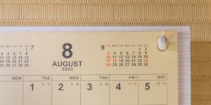 8月のカレンダーの写真